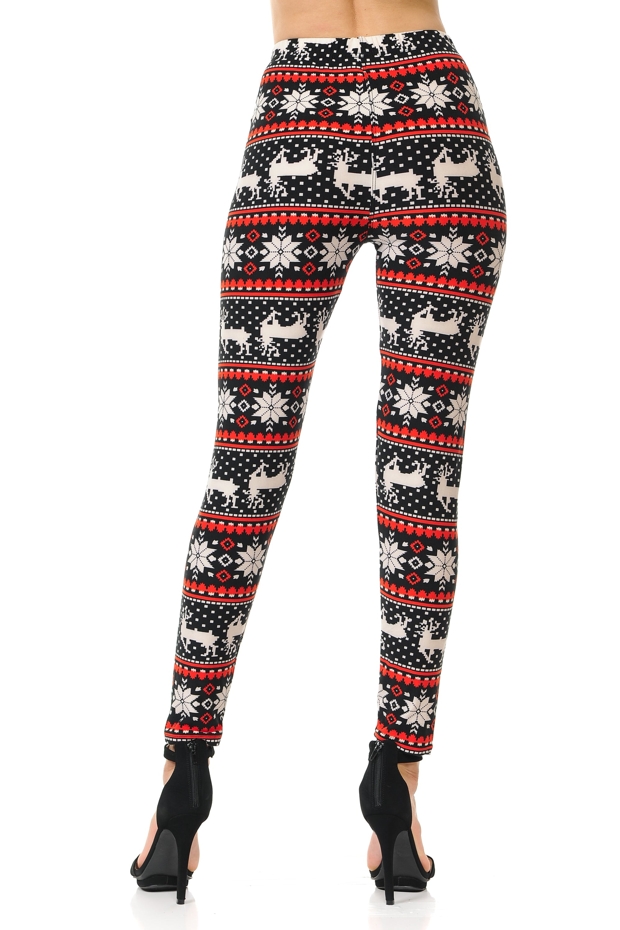Wholesale Buttery Smooth Snowflakes and Reindeer Christmas Extra Plus Size Leggings - 3X-5X