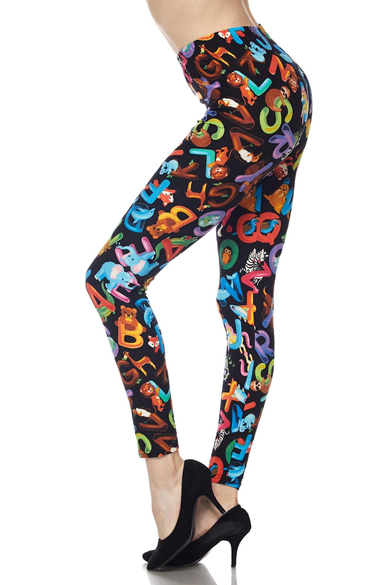 Wholesale Buttery Smooth Animal Alphabet Extra Plus Size Leggings - 3X-5X