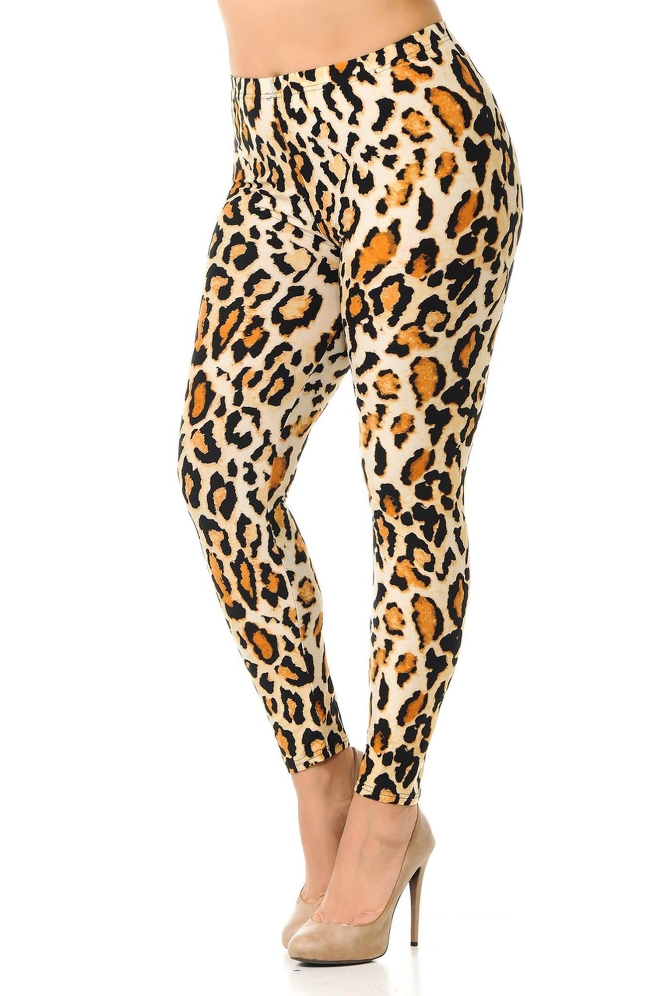Wholesale Buttery Smooth Brazilian Leopard Plus Size Leggings - 3X-5X