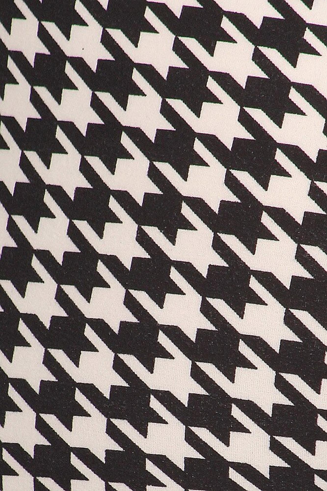 Wholesale Buttery Smooth Black and White Houndstooth Extra Plus Size Leggings - 3X-5X