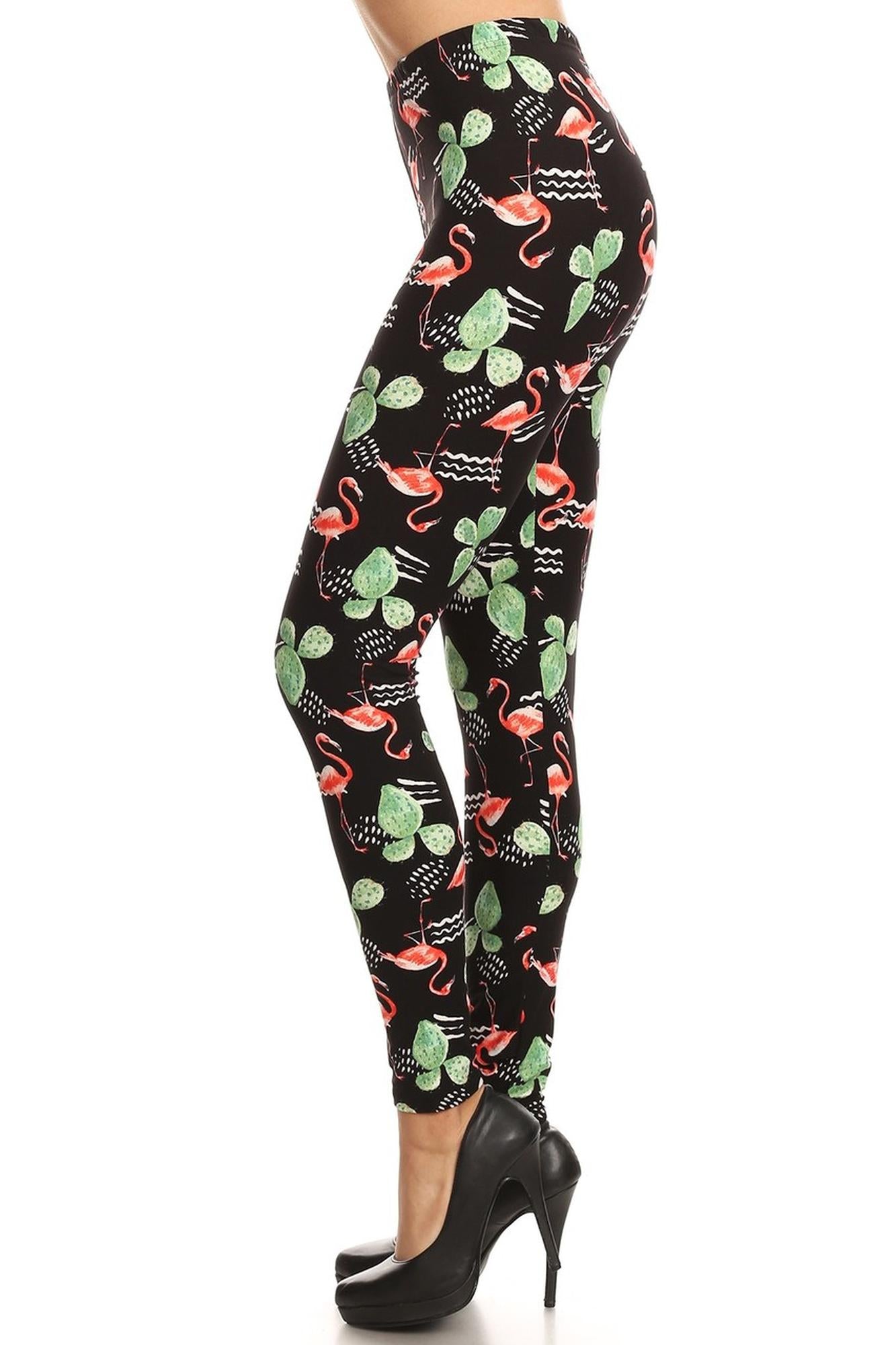 Wholesale Buttery Smooth Fabulous Flamingo Plus Size Leggings - 3X-5X