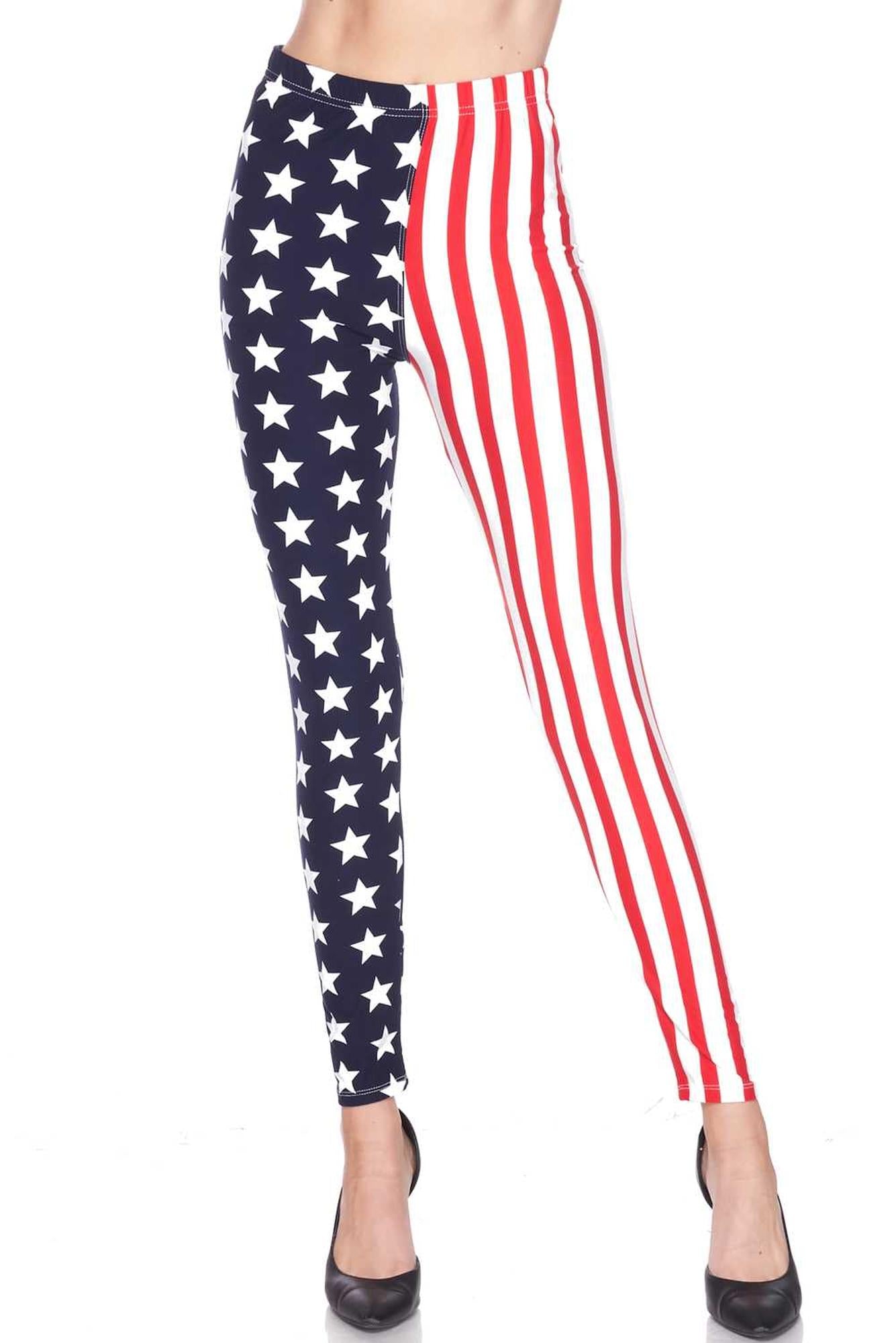 Wholesale Buttery Smooth USA Flag Extra Plus Size Leggings - 3X-5X