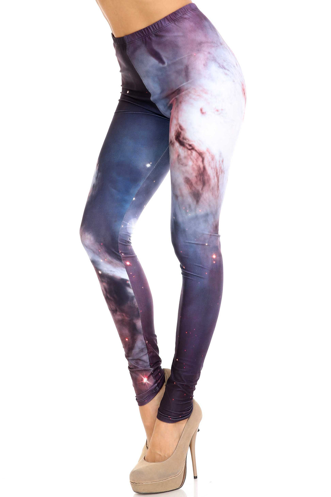 Wholesale Creamy Soft Black Galaxy Extra Plus Size Leggings - 3X-5X - USA Fashion