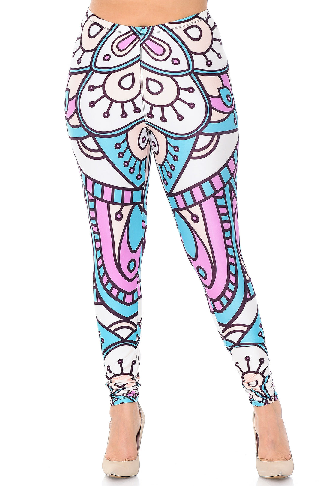 Wholesale Creamy Soft Cute Mandala Extra Plus Size Leggings - 3X-5X - USA Fashion