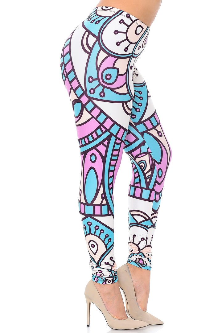 Wholesale Creamy Soft Cute Mandala Extra Plus Size Leggings - 3X-5X - USA Fashion