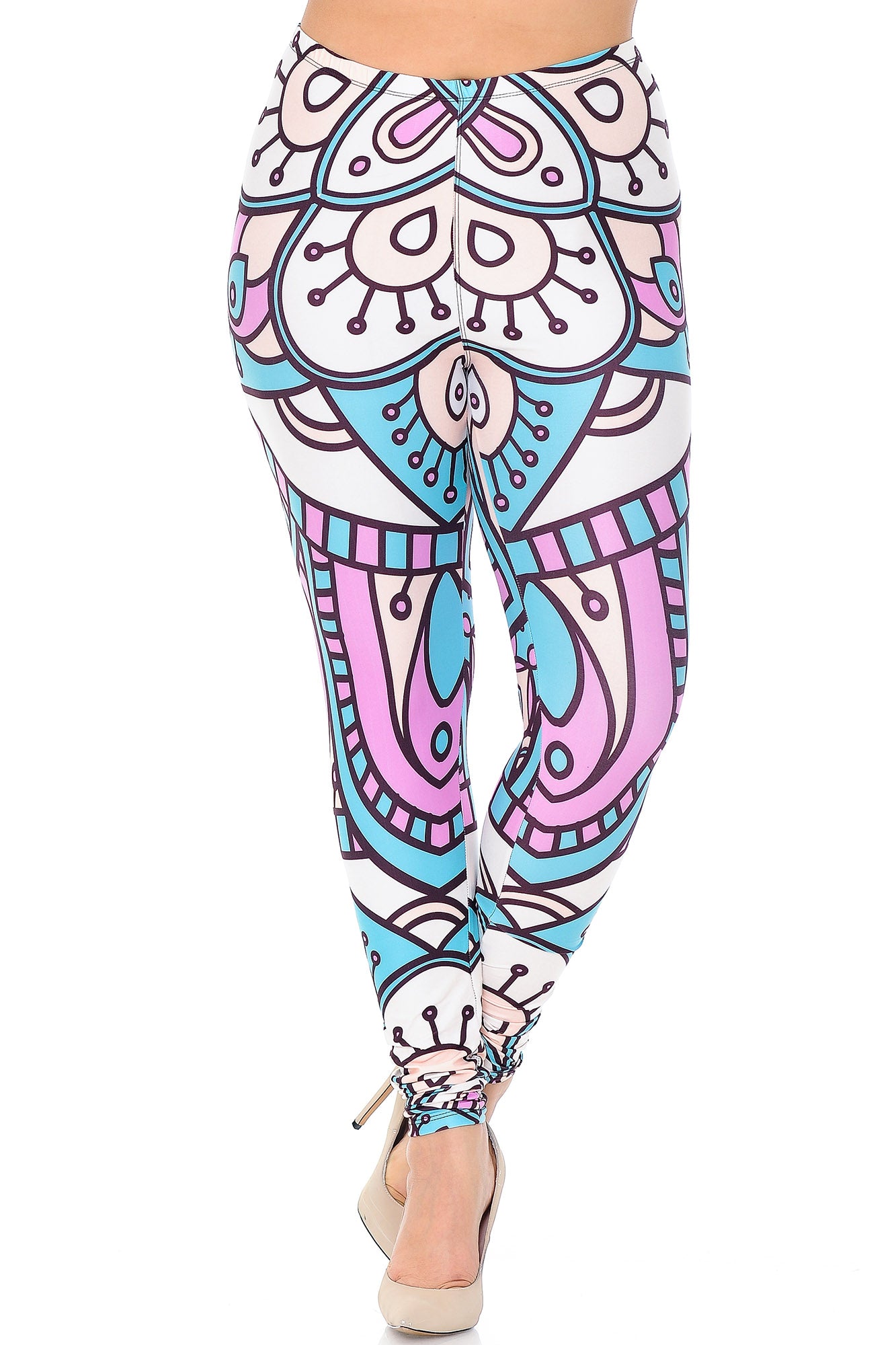 Wholesale Creamy Soft Cute Mandala Extra Plus Size Leggings - 3X-5X - USA Fashion