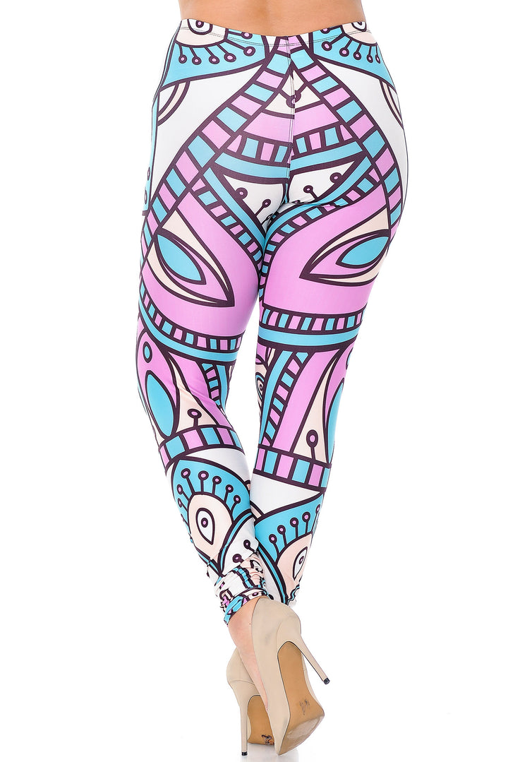 Wholesale Creamy Soft Cute Mandala Extra Plus Size Leggings - 3X-5X - USA Fashion
