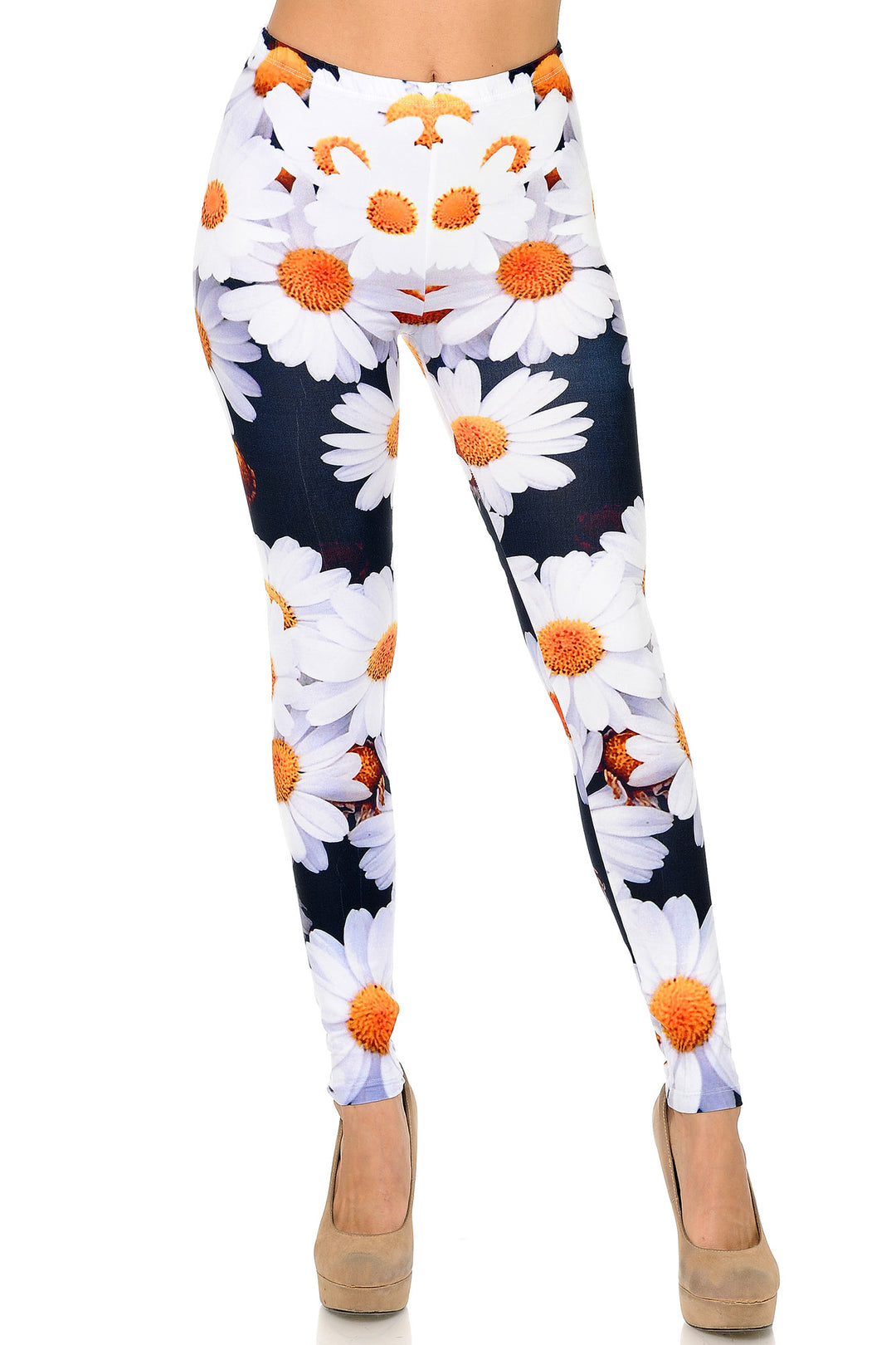 Wholesale Creamy Soft Daisy Bunch Extra Plus Size Leggings - 3X-5X - USA Fashion