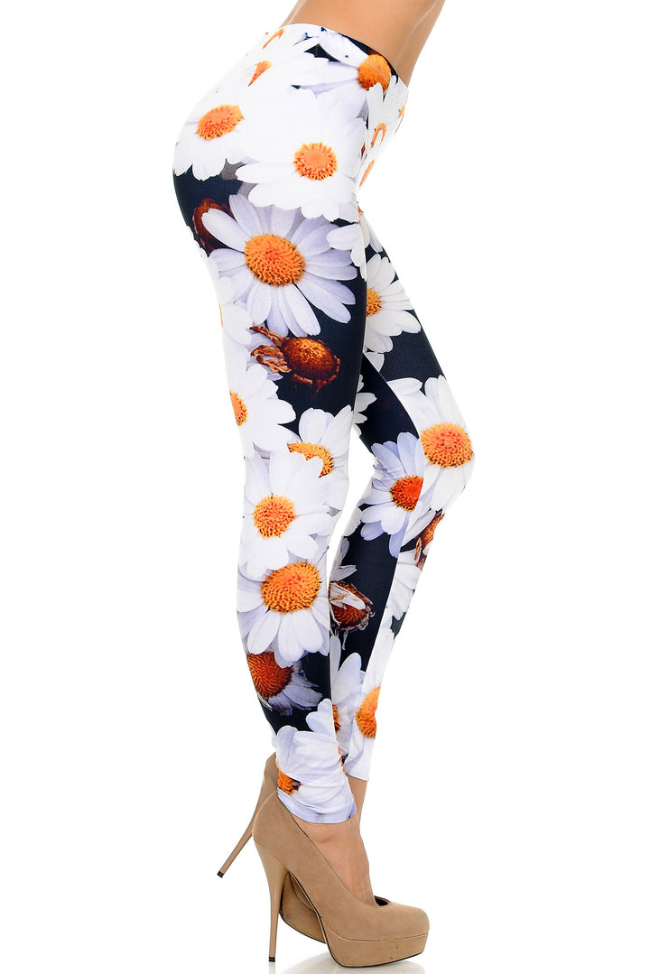 Wholesale Creamy Soft Daisy Bunch Extra Plus Size Leggings - 3X-5X - USA Fashion