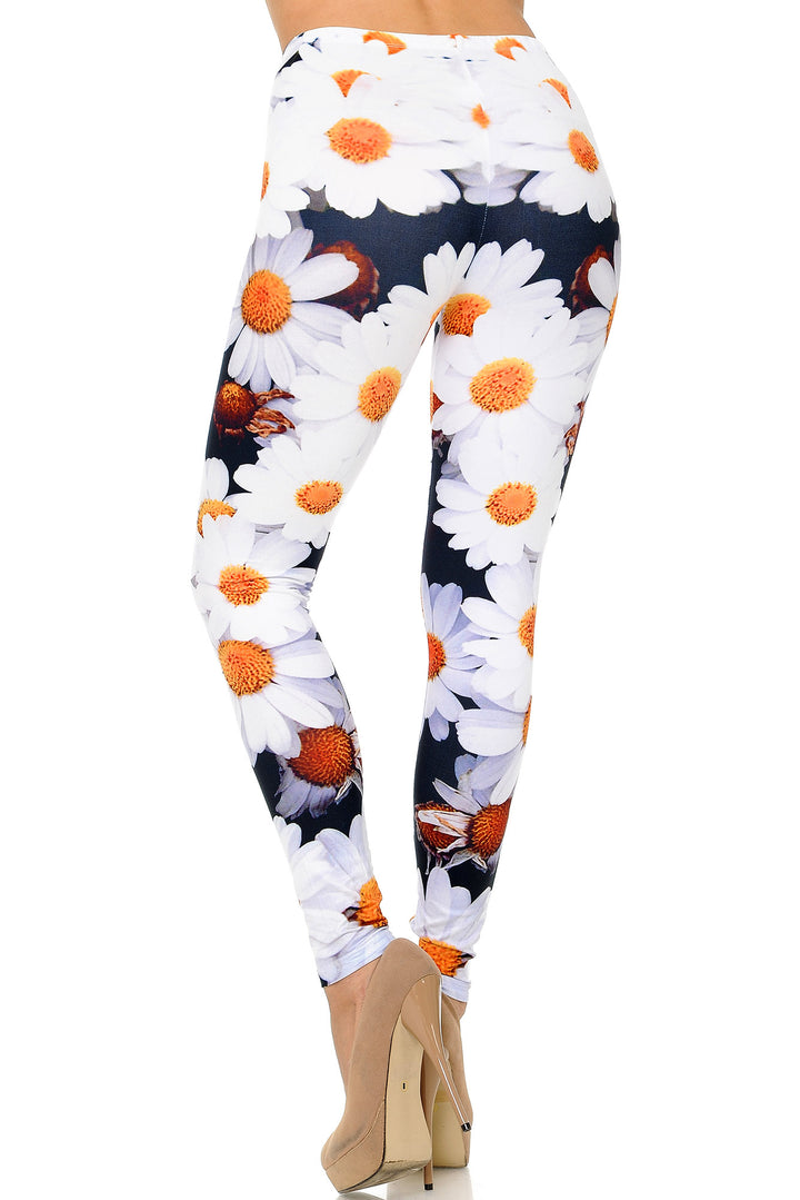 Wholesale Creamy Soft Daisy Bunch Extra Plus Size Leggings - 3X-5X - USA Fashion
