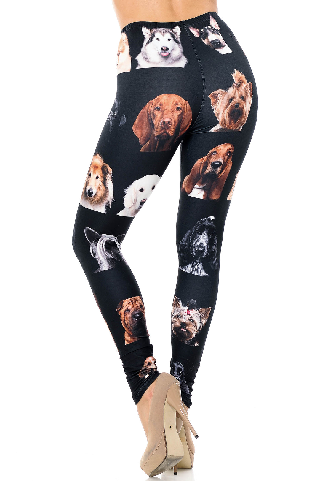 Wholesale Creamy Soft Cute Puppy Dog Faces Extra Plus Size Leggings - 3X-5X - Version 2 - USA Fashion