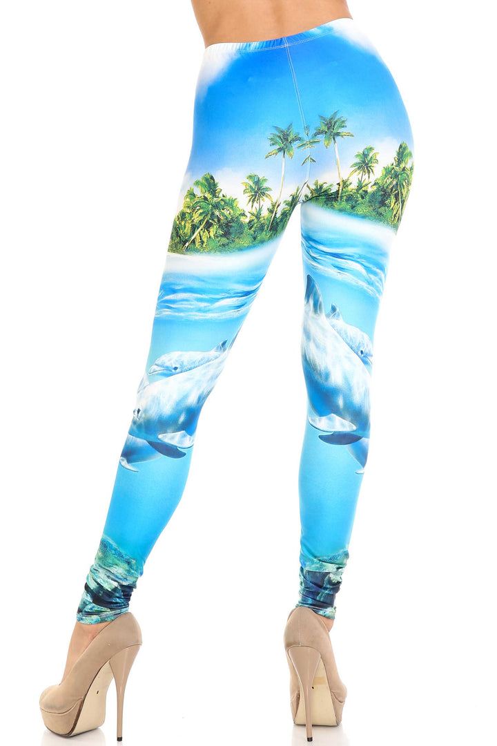 Wholesale Creamy Soft Dolphin Paradise Extra Plus Size Leggings - 3X-5X - By USA Fashion