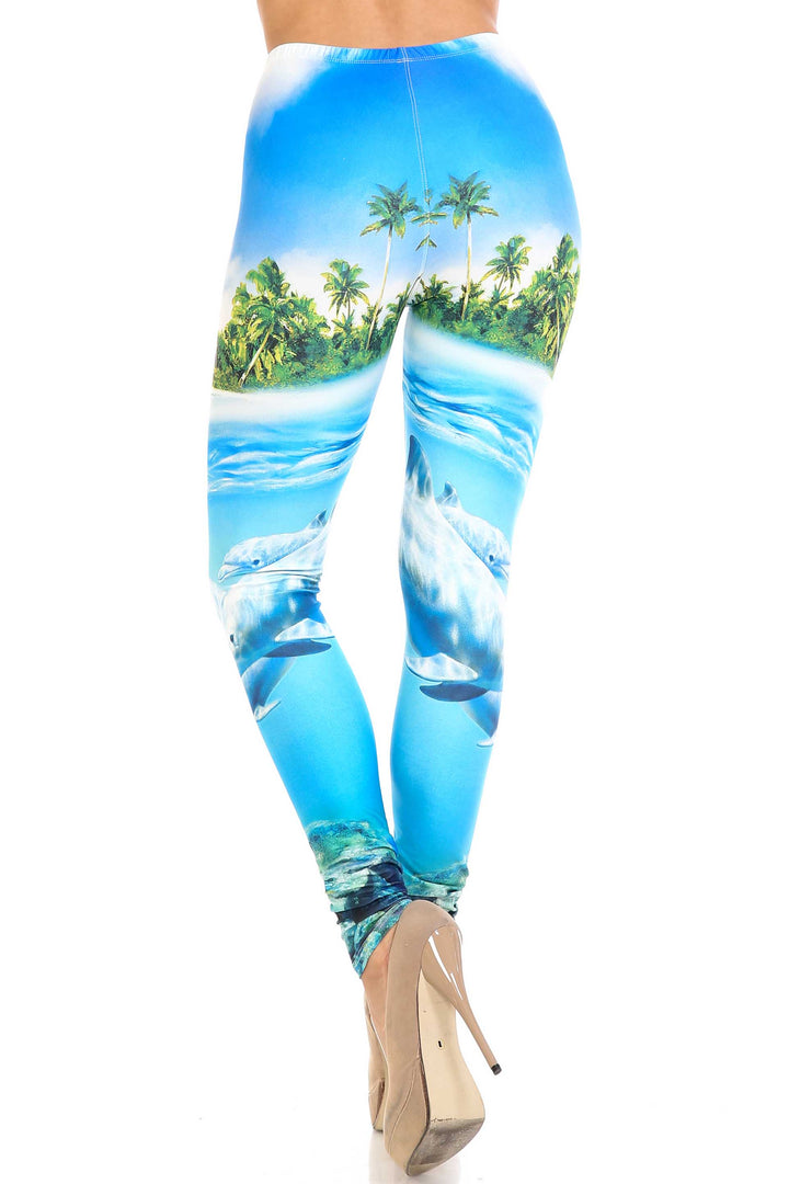 Wholesale Creamy Soft Dolphin Paradise Extra Plus Size Leggings - 3X-5X - By USA Fashion