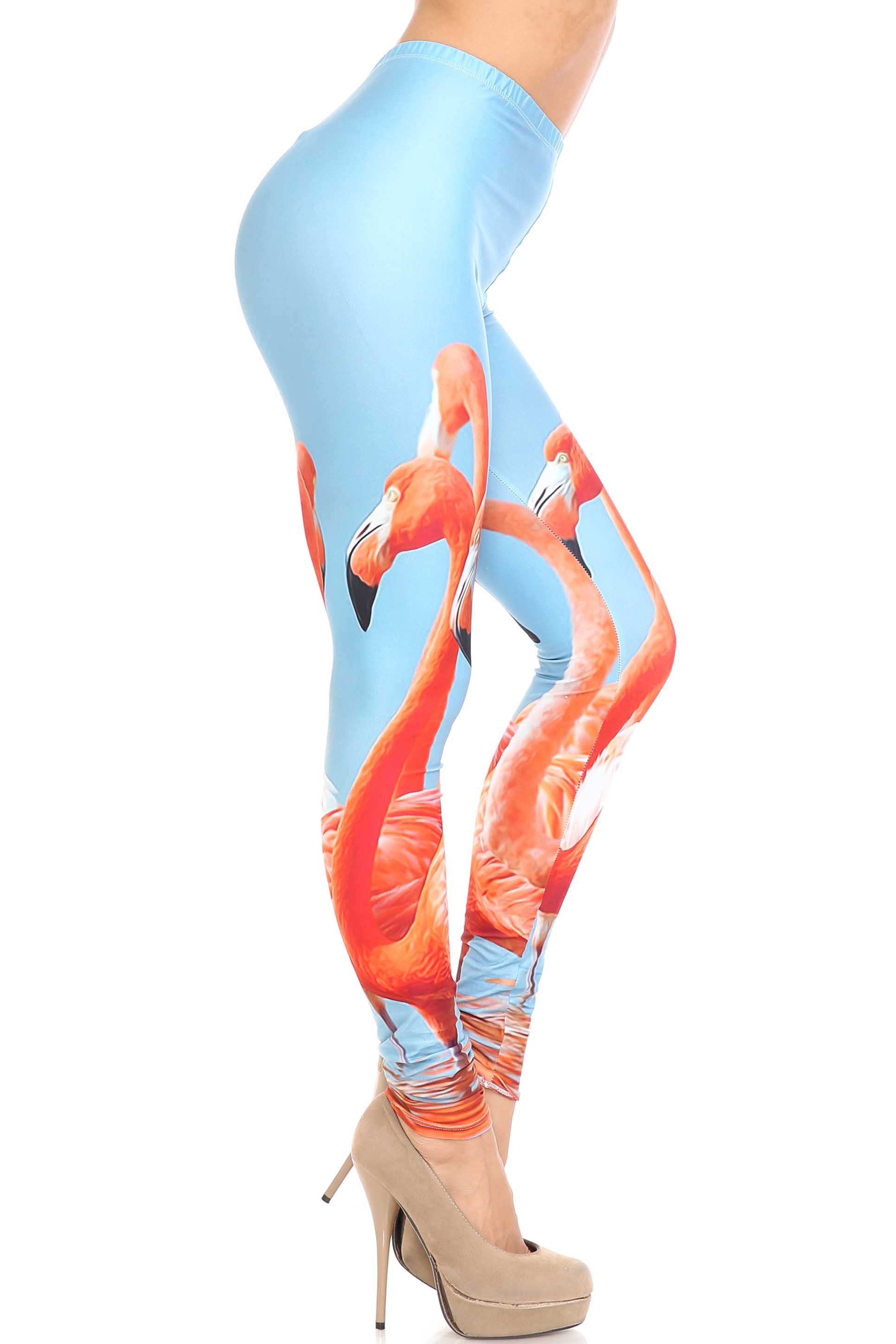 Wholesale Creamy Soft Flamingo Extra Plus Size Leggings - 3X-5X - USA Fashion
