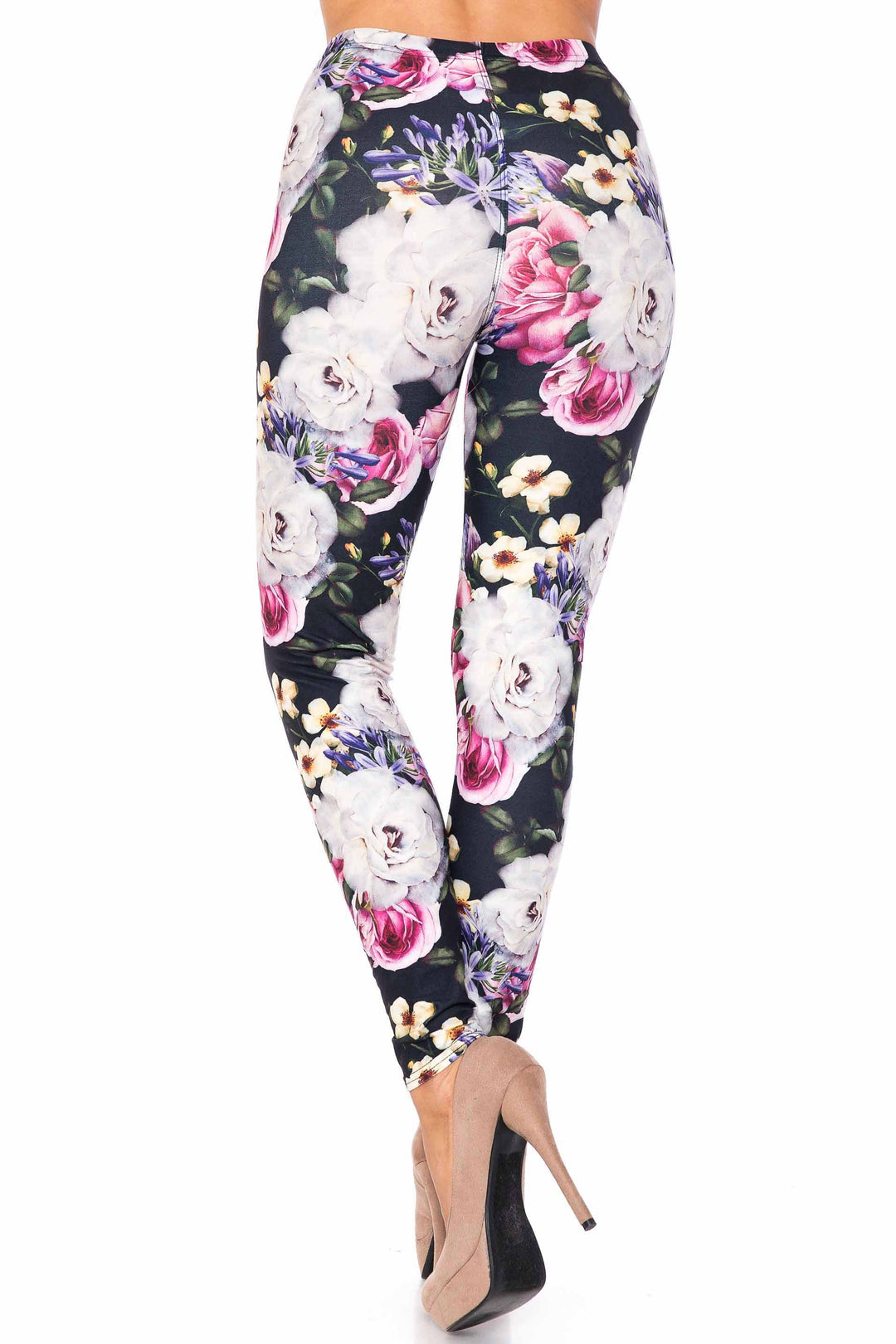 Wholesale Creamy Soft Floral Garden Bouquet Extra Plus Size Leggings - 3X-5X - USA Fashion