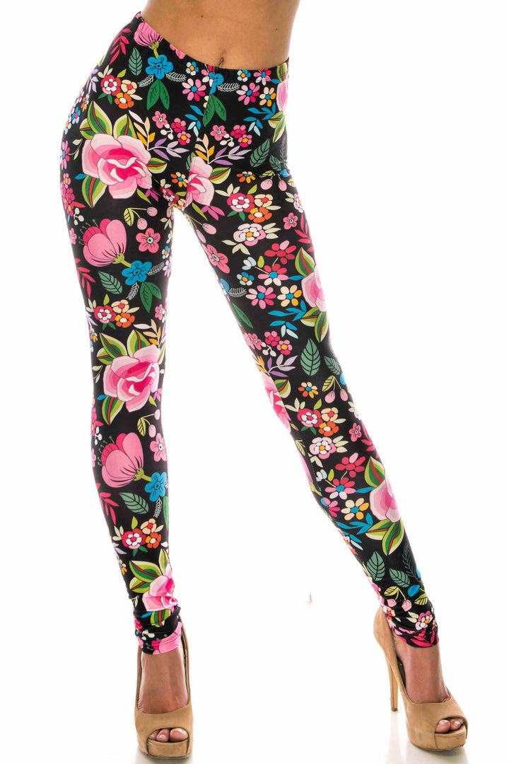 Wholesale Creamy Soft Floral Oasis Extra Plus Size Leggings - 3X-5X - USA Fashion