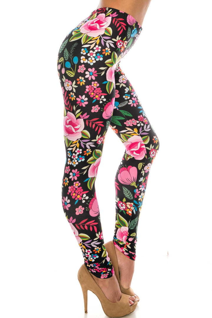 Wholesale Creamy Soft Floral Oasis Extra Plus Size Leggings - 3X-5X - USA Fashion