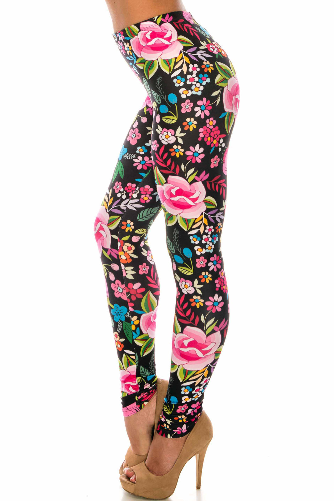 Wholesale Creamy Soft Floral Oasis Extra Plus Size Leggings - 3X-5X - USA Fashion