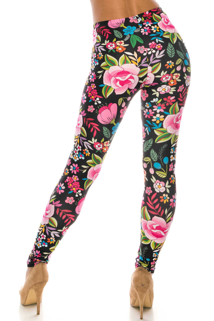 Wholesale Creamy Soft Floral Oasis Extra Plus Size Leggings - 3X-5X - USA Fashion