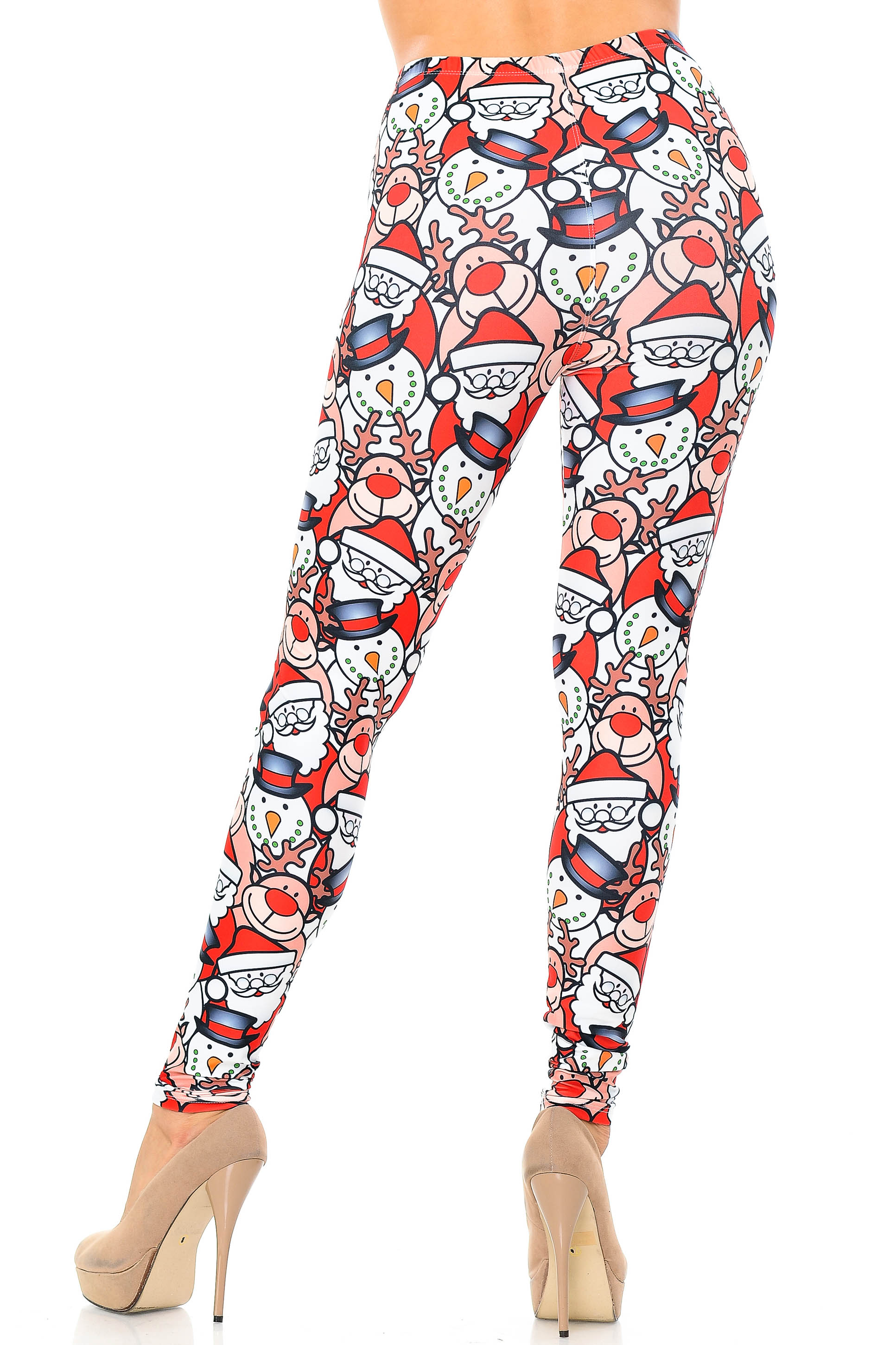 Wholesale Creamy Soft Frosty Santa Rudolph Extra Plus Size Leggings - 3X-5X - USA Fashion