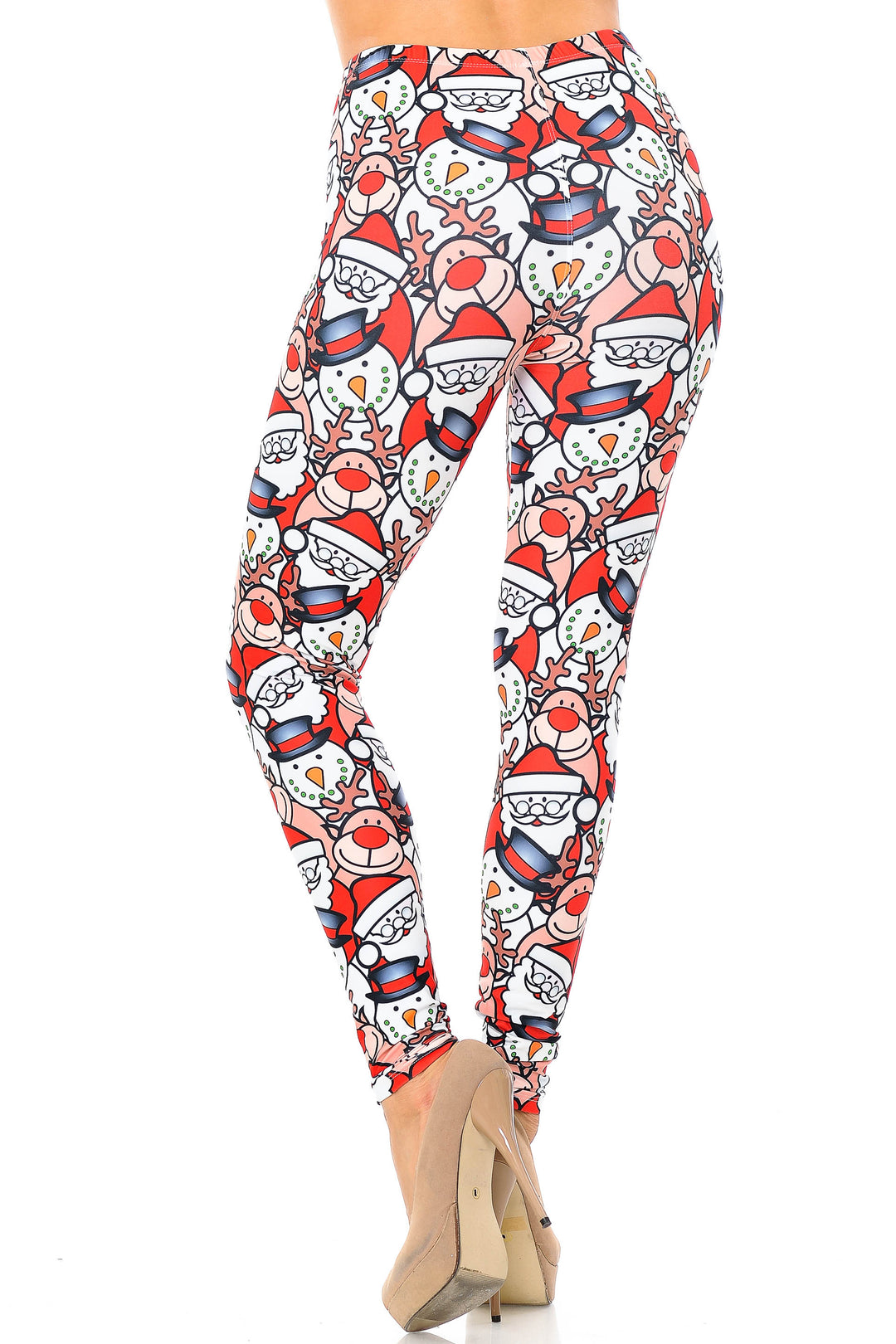 Wholesale Creamy Soft Frosty Santa Rudolph Extra Plus Size Leggings - 3X-5X - USA Fashion