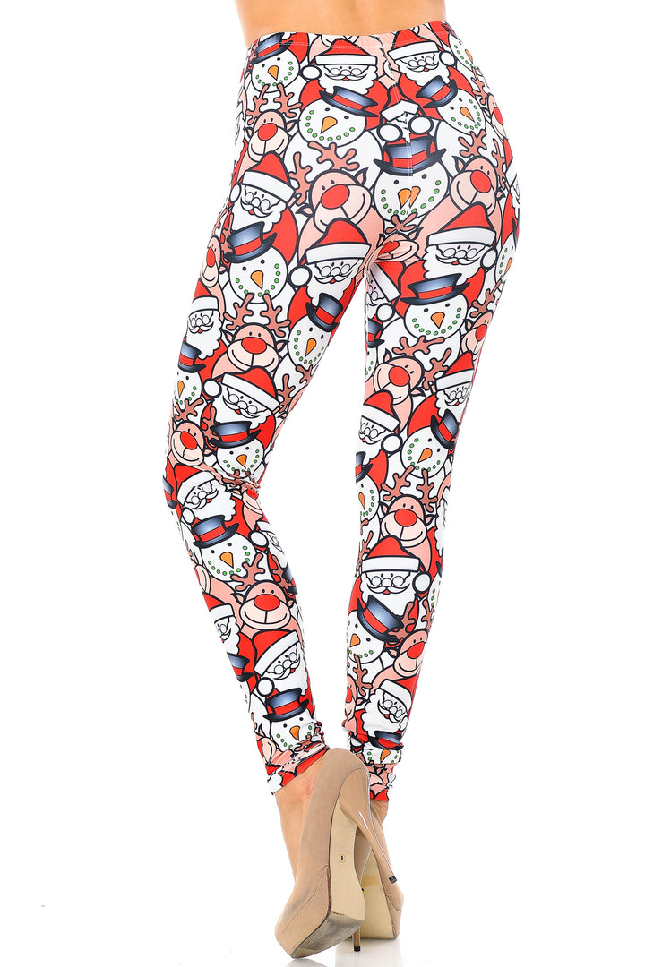Wholesale Creamy Soft Frosty Santa Rudolph Extra Plus Size Leggings - 3X-5X - USA Fashion