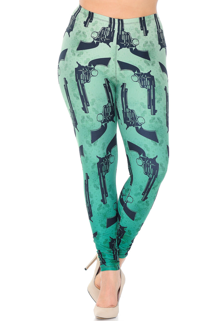 Wholesale Creamy Soft Ombre Green Guns Extra Plus Size Leggings - 3X-5X - USA Fashion