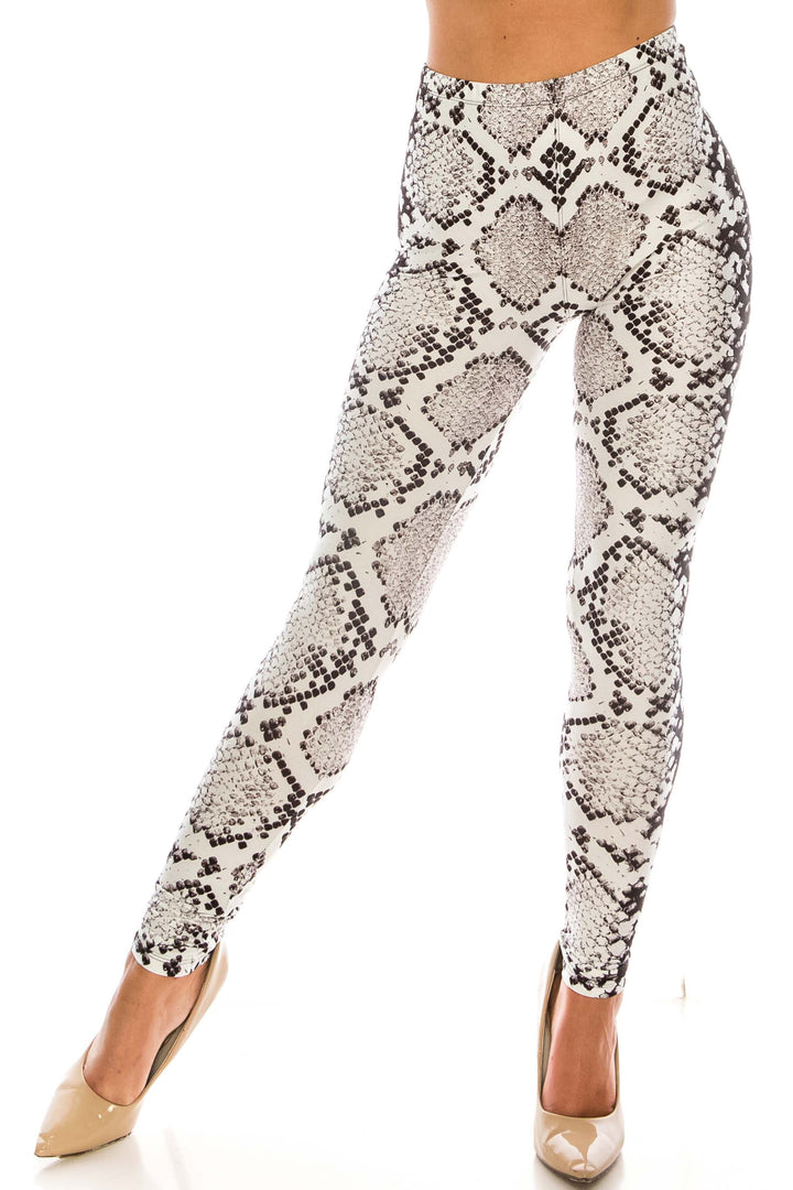 Wholesale Creamy Soft Ivory Python Extra Plus Size Leggings - 3X-5X - USA Fashion