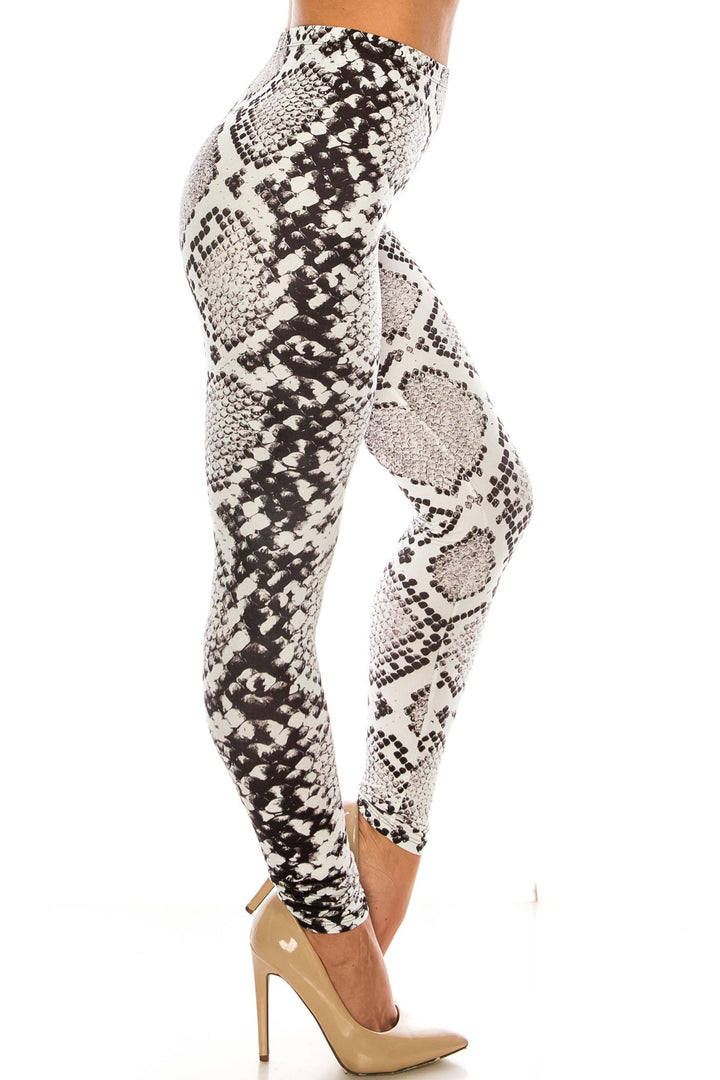 Wholesale Creamy Soft Ivory Python Extra Plus Size Leggings - 3X-5X - USA Fashion