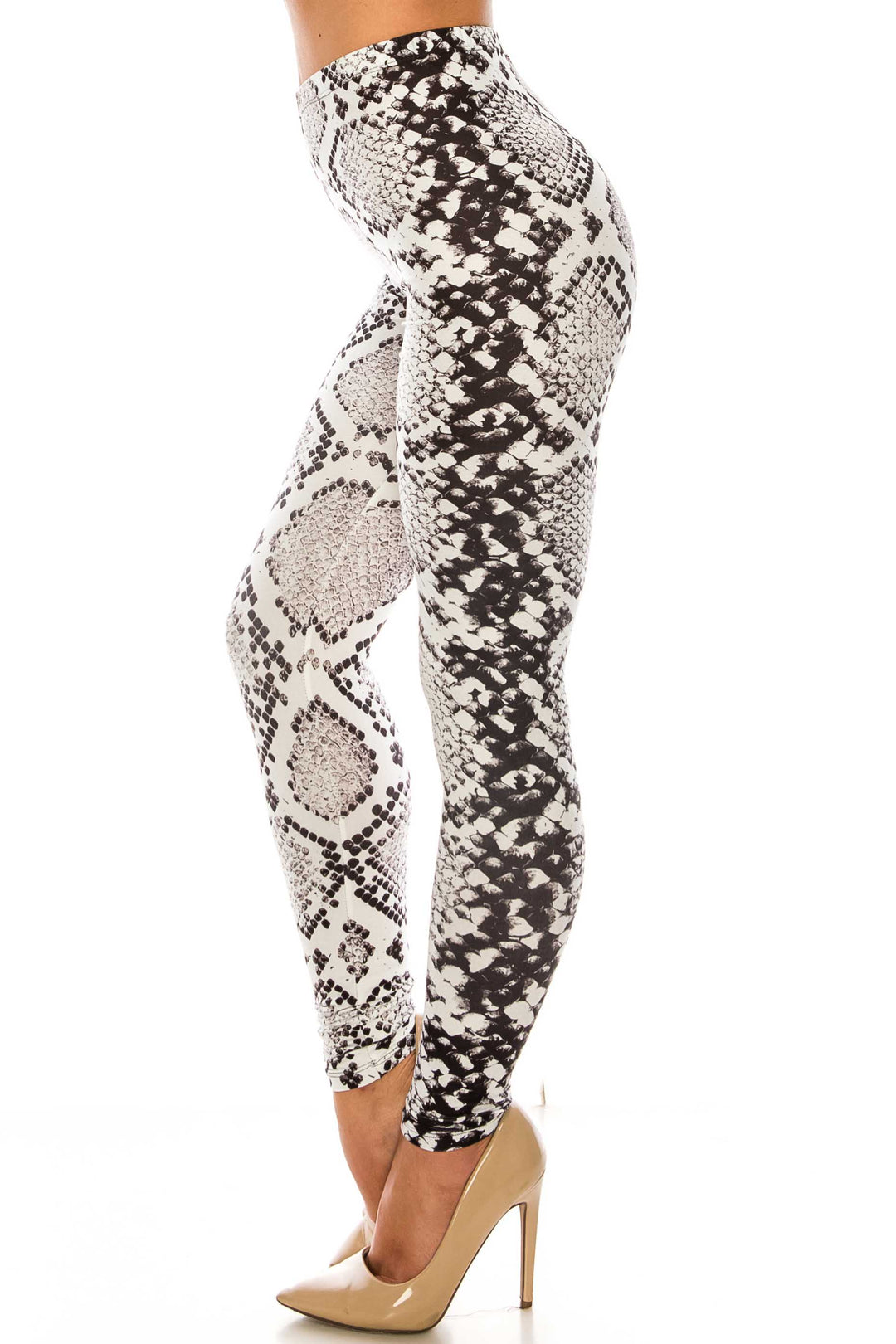 Wholesale Creamy Soft Ivory Python Extra Plus Size Leggings - 3X-5X - USA Fashion