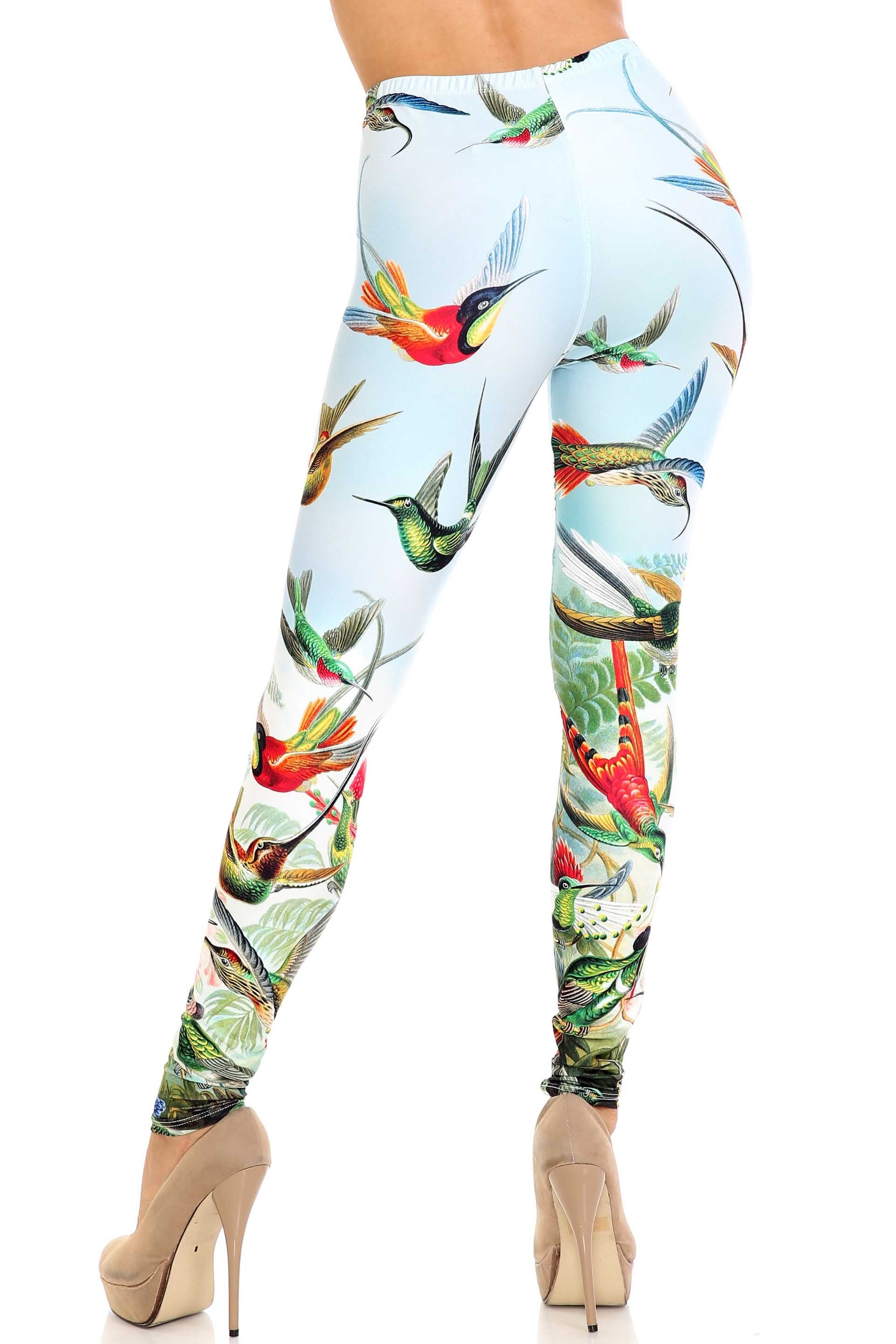Wholesale Creamy Soft Happy Hummingbirds Extra Plus Size Leggings - 3X-5X - USA Fashion