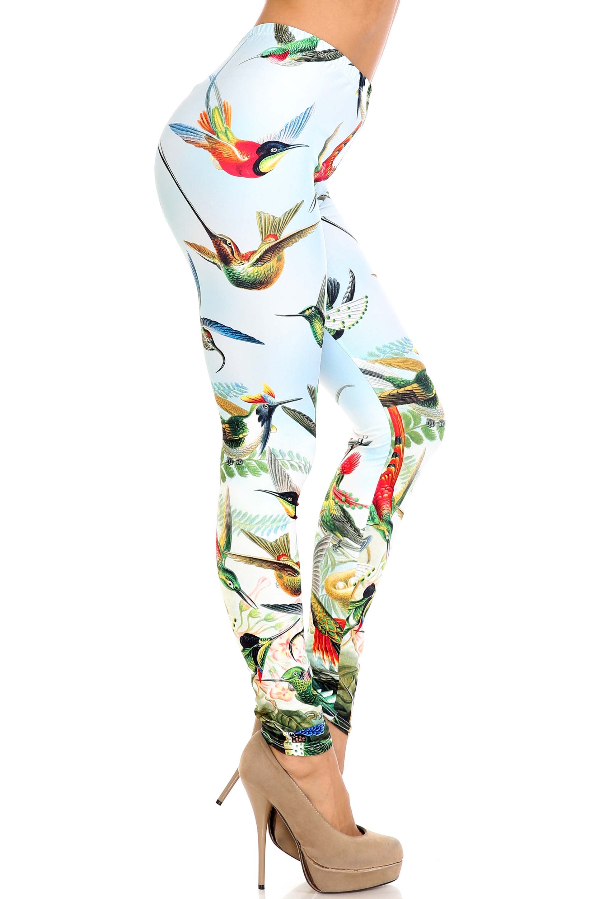 Wholesale Creamy Soft Happy Hummingbirds Extra Plus Size Leggings - 3X-5X - USA Fashion