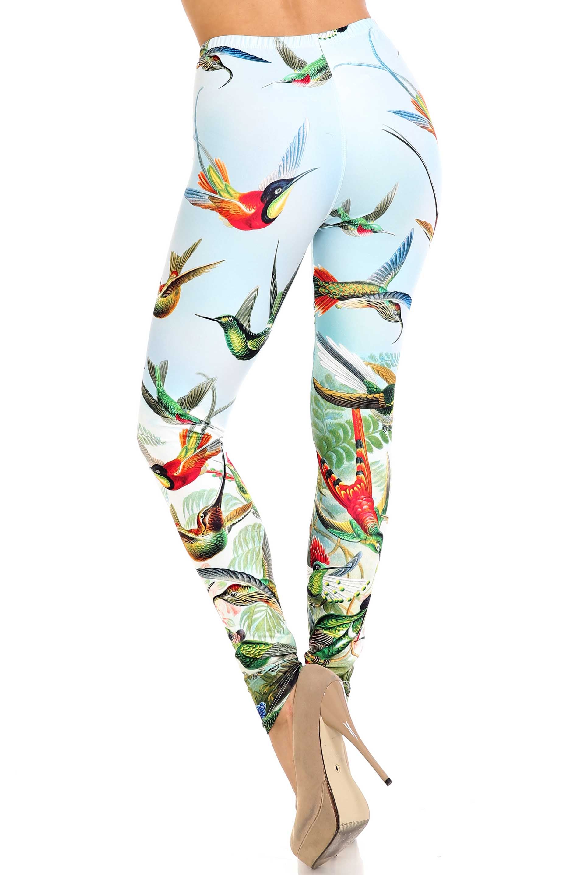 Wholesale Creamy Soft Happy Hummingbirds Extra Plus Size Leggings - 3X-5X - USA Fashion