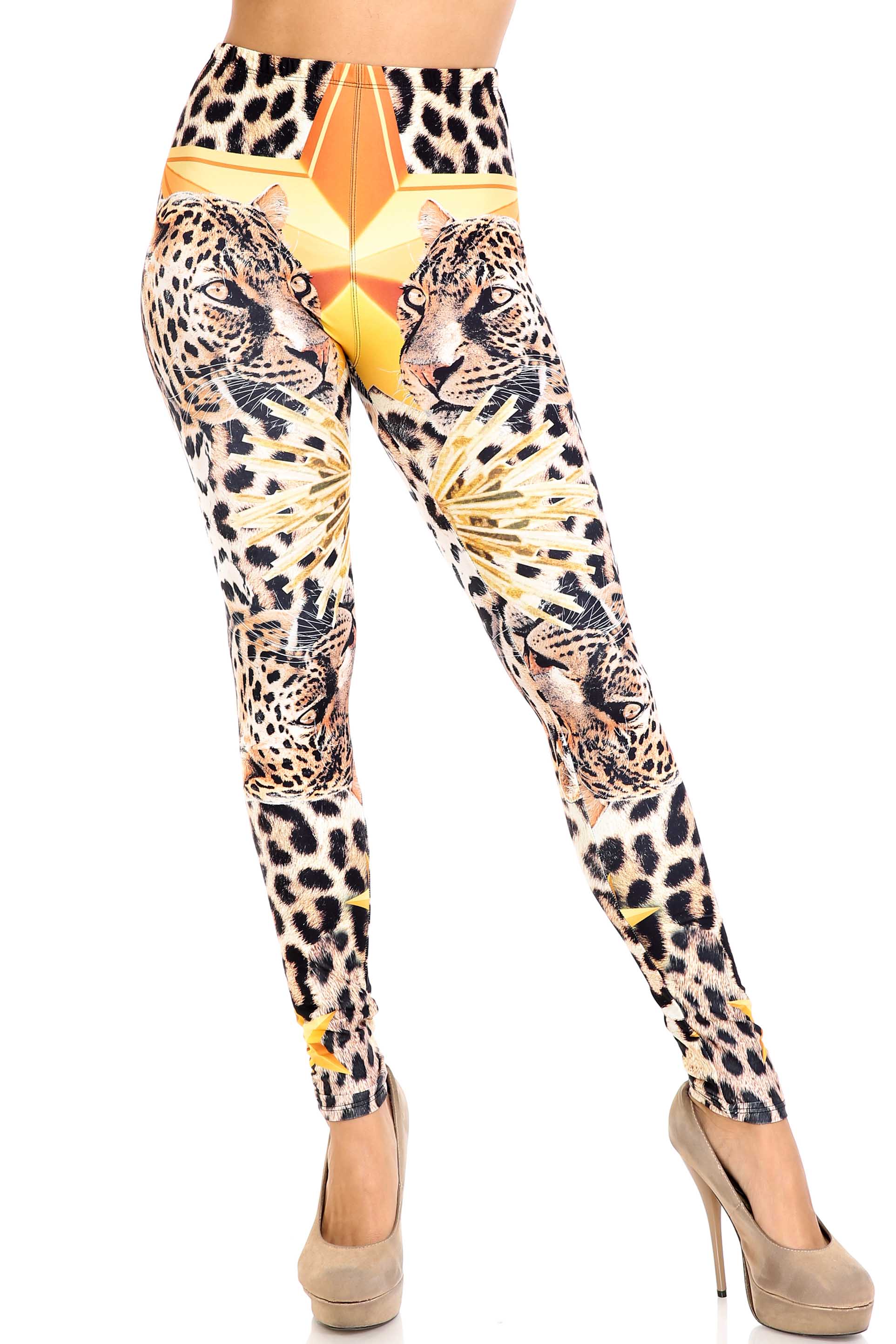 Wholesale Creamy Soft Leopard Star Extra Plus Size Leggings - 3X-5X - USA Fashion