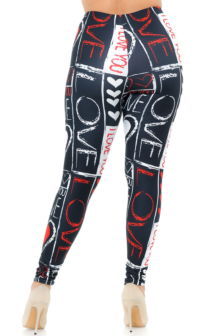 Wholesale Creamy Soft Heart and Love Extra Plus Size Leggings - USA Fashion