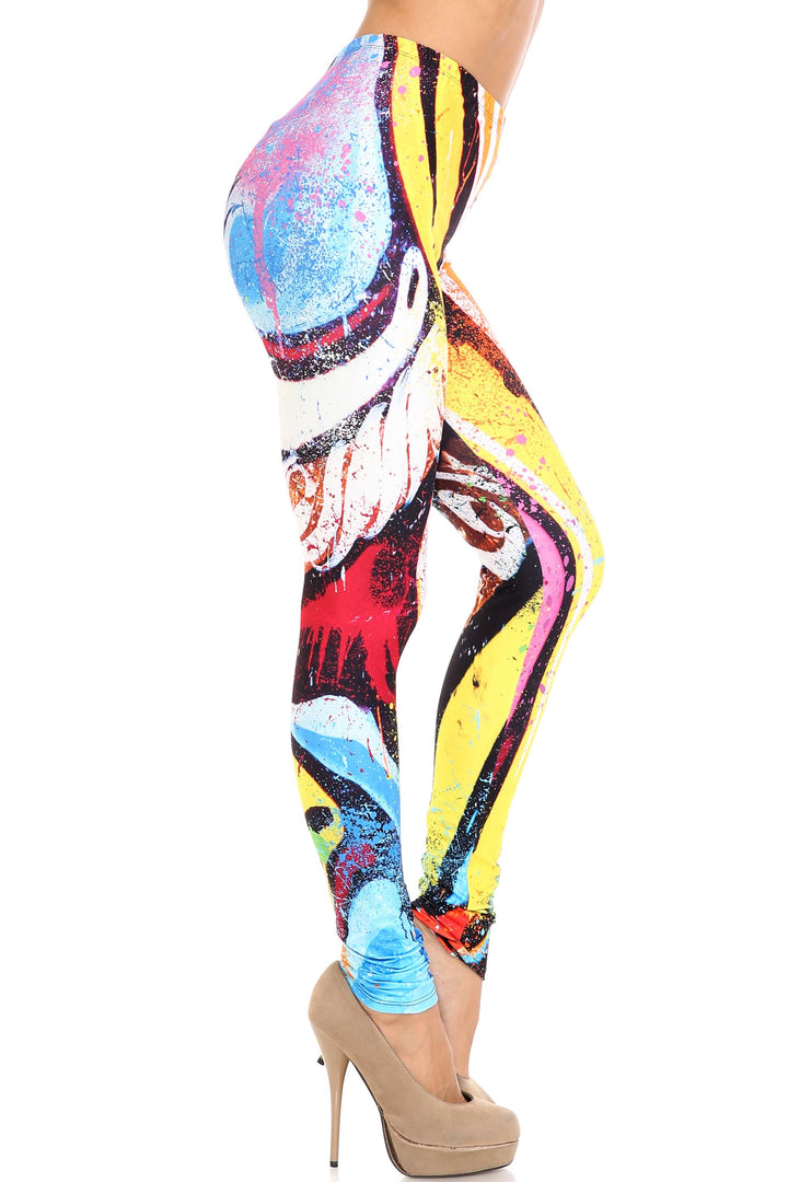 Wholesale Creamy Soft Colorful Paint Strokes Extra Plus Size Leggings - 3X-5X - USA Fashion