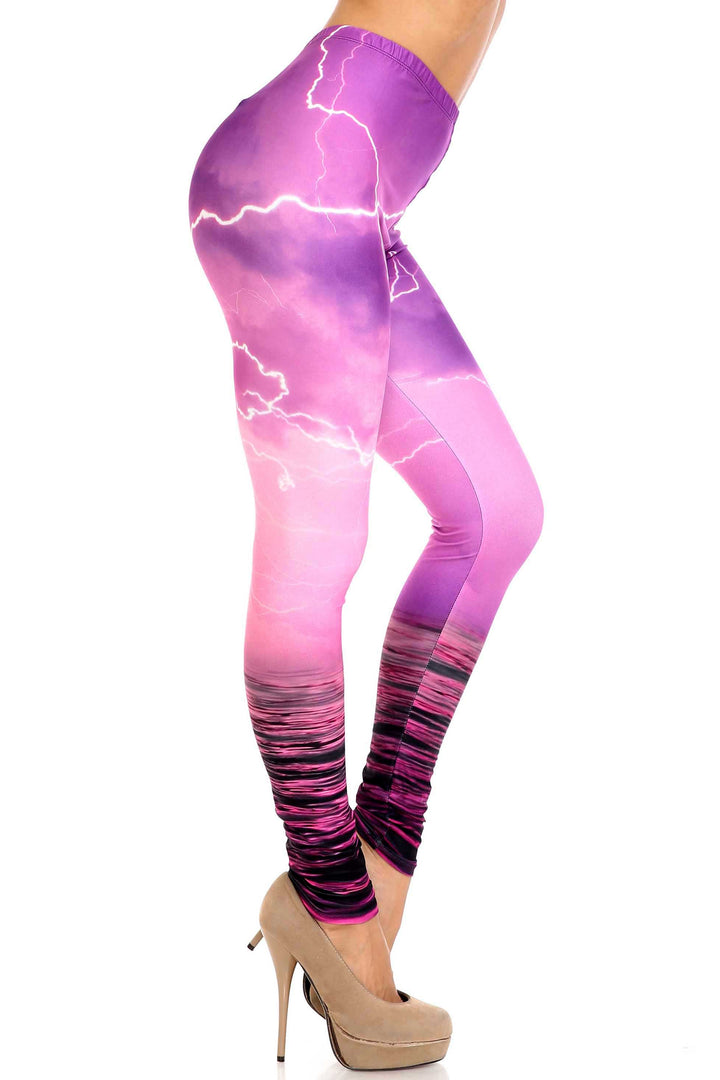 Wholesale Creamy Soft Pink Lightning Storm Extra Plus Size Leggings - 3X-5X - USA Fashion