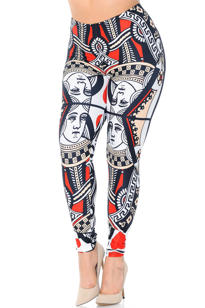 Wholesale Creamy Soft Queen of Hearts Extra Plus Size Leggings - 3X-5X - USA Fashion