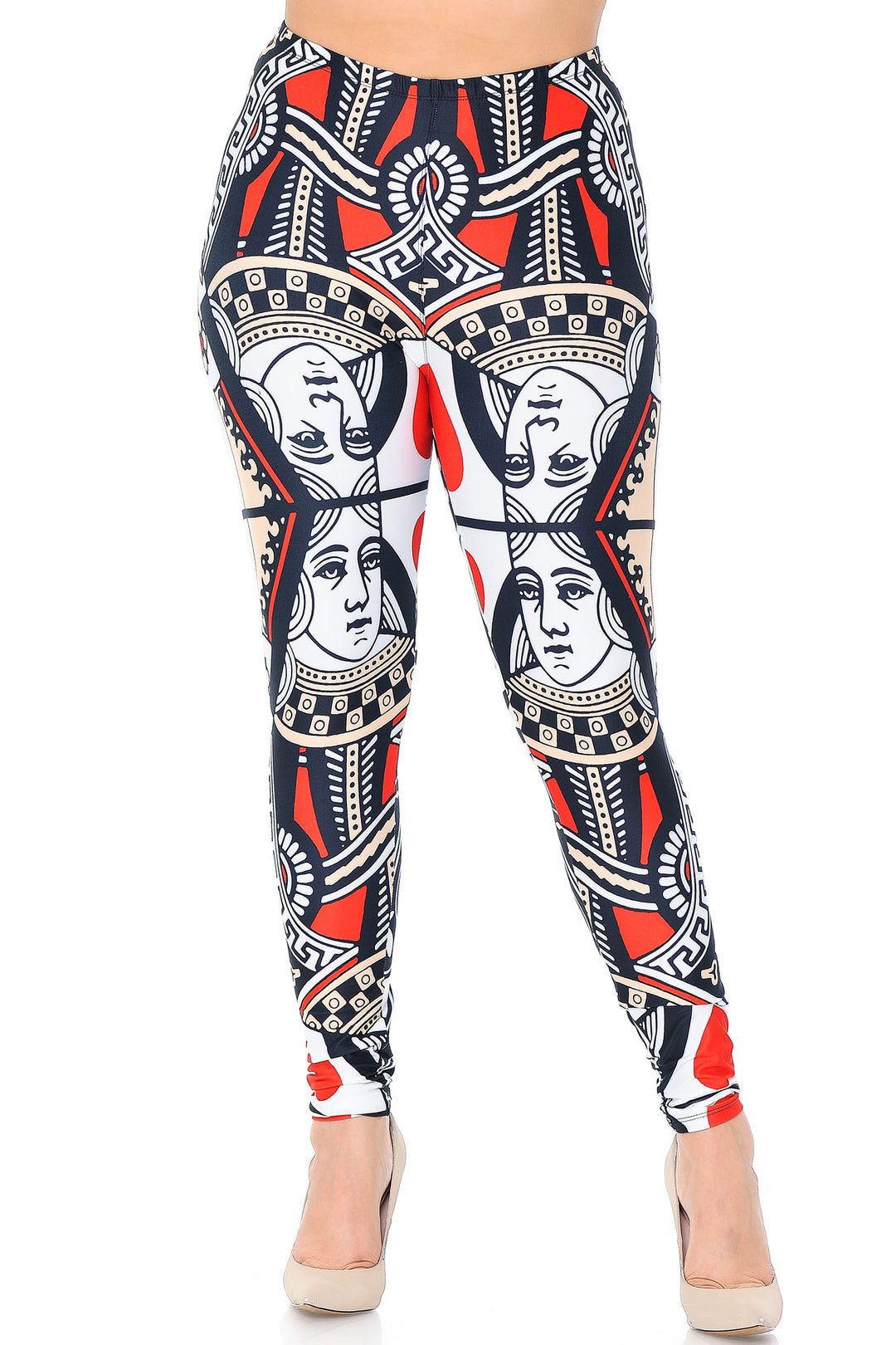 Wholesale Creamy Soft Queen of Hearts Extra Plus Size Leggings - 3X-5X - USA Fashion