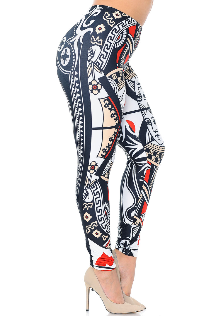 Wholesale Creamy Soft Queen of Hearts Extra Plus Size Leggings - 3X-5X - USA Fashion