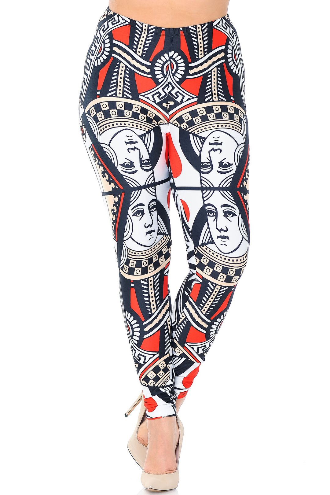 Wholesale Creamy Soft Queen of Hearts Extra Plus Size Leggings - 3X-5X - USA Fashion