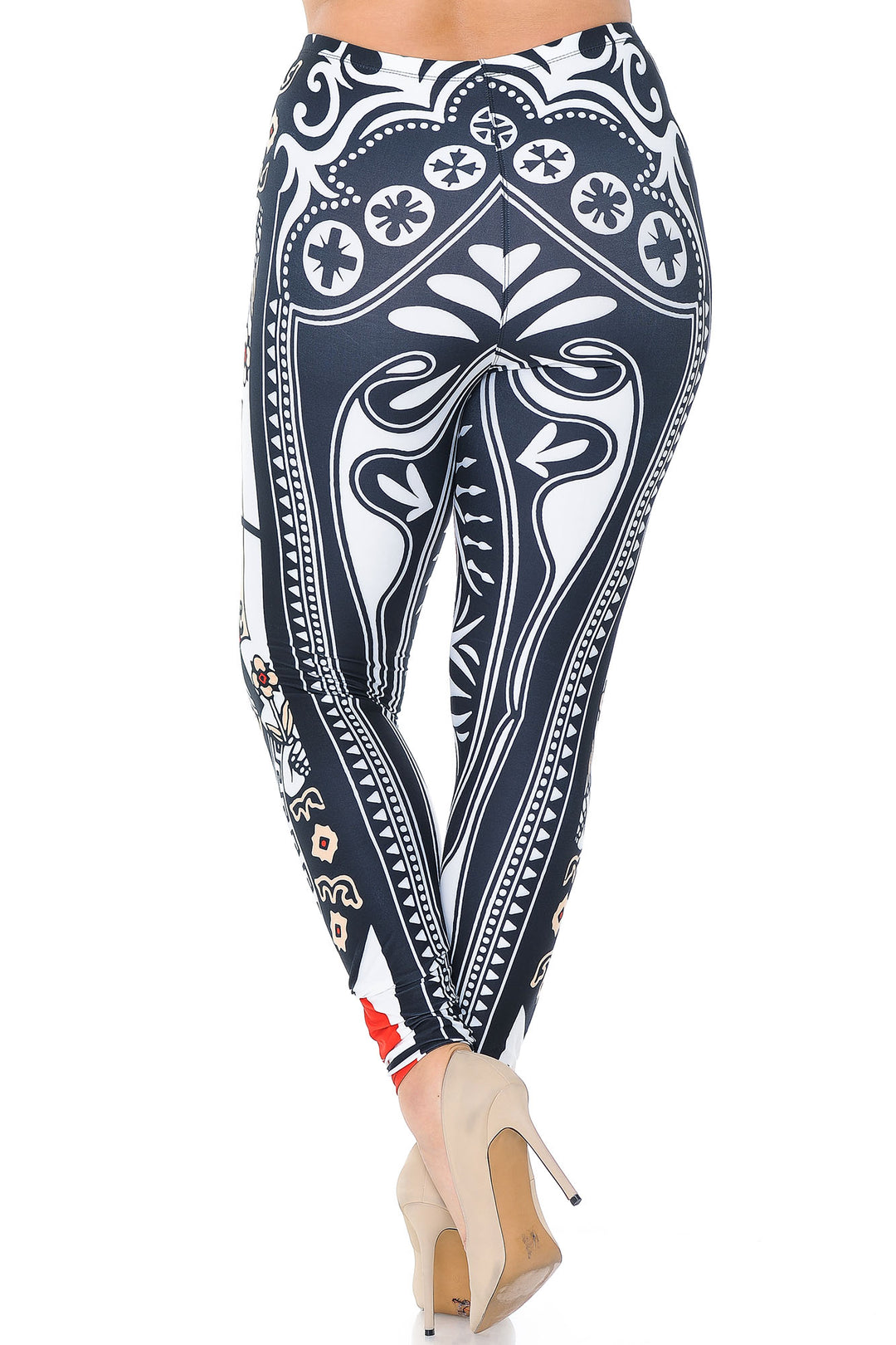 Wholesale Creamy Soft Queen of Hearts Extra Plus Size Leggings - 3X-5X - USA Fashion