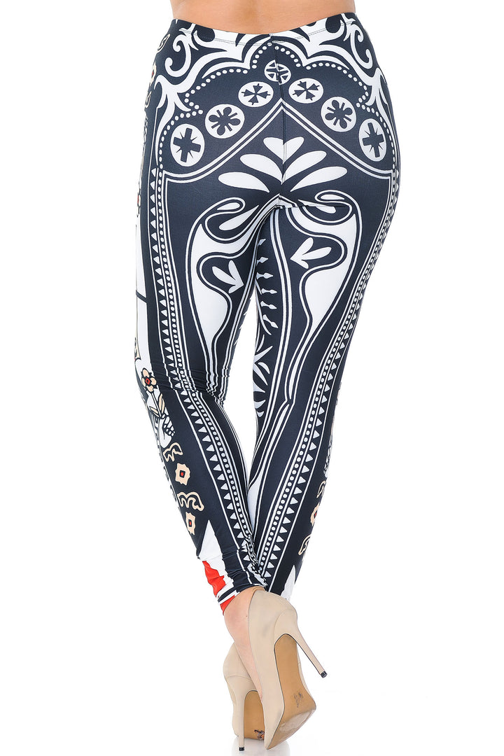 Wholesale Creamy Soft Queen of Hearts Extra Plus Size Leggings - 3X-5X - USA Fashion