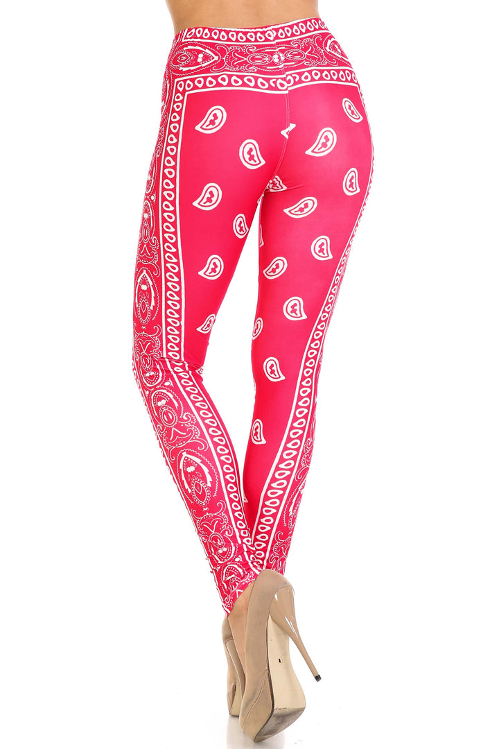 Wholesale Creamy Soft Red Bandana Extra Plus Size Leggings - 3X-5X - USA Fashion