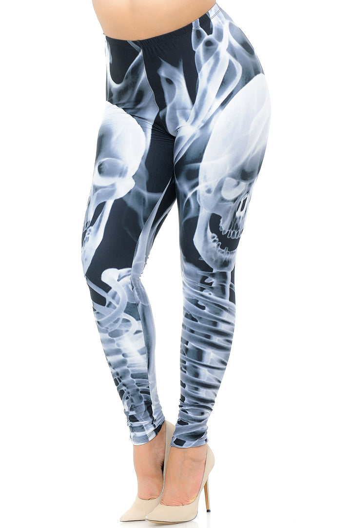 Wholesale Creamy Soft Skeleton Resurrection Extra Plus Size Leggings - 3X-5X - USA Fashion