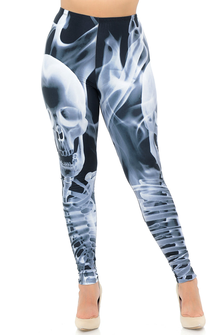Wholesale Creamy Soft Skeleton Resurrection Extra Plus Size Leggings - 3X-5X - USA Fashion