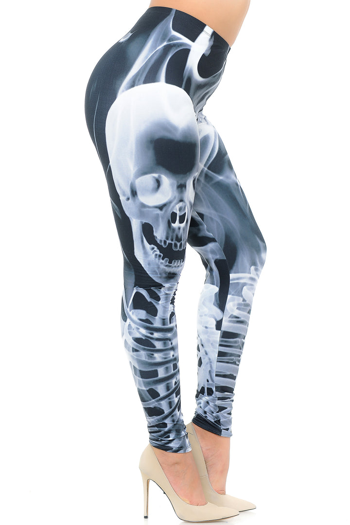 Wholesale Creamy Soft Skeleton Resurrection Extra Plus Size Leggings - 3X-5X - USA Fashion
