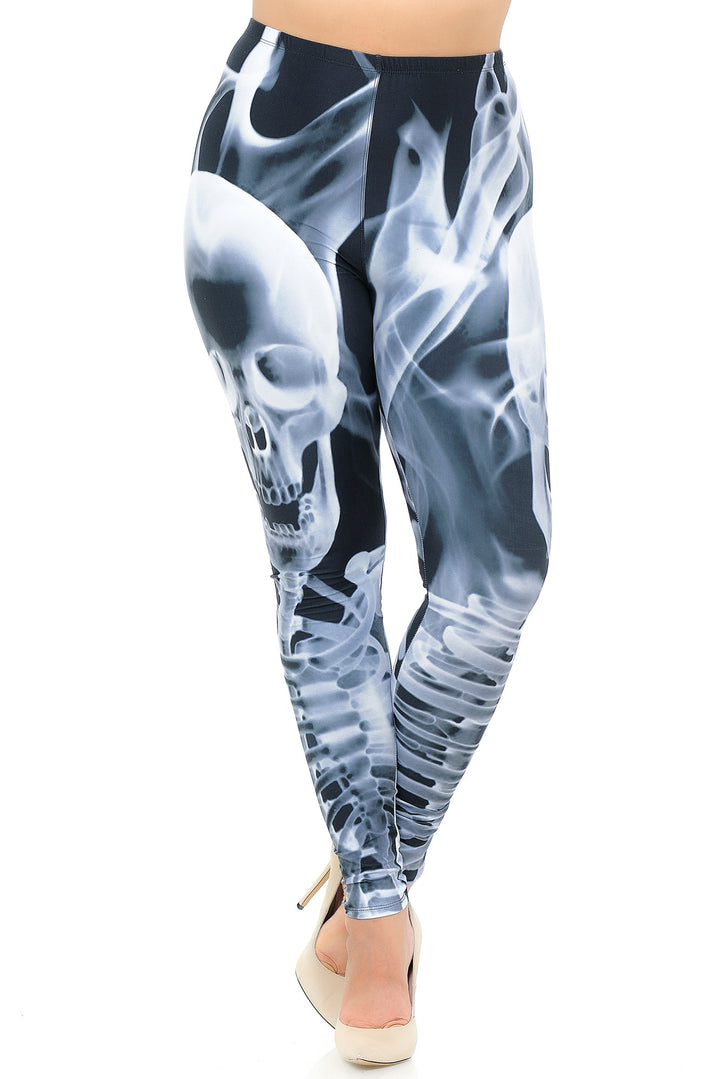 Wholesale Creamy Soft Skeleton Resurrection Extra Plus Size Leggings - 3X-5X - USA Fashion
