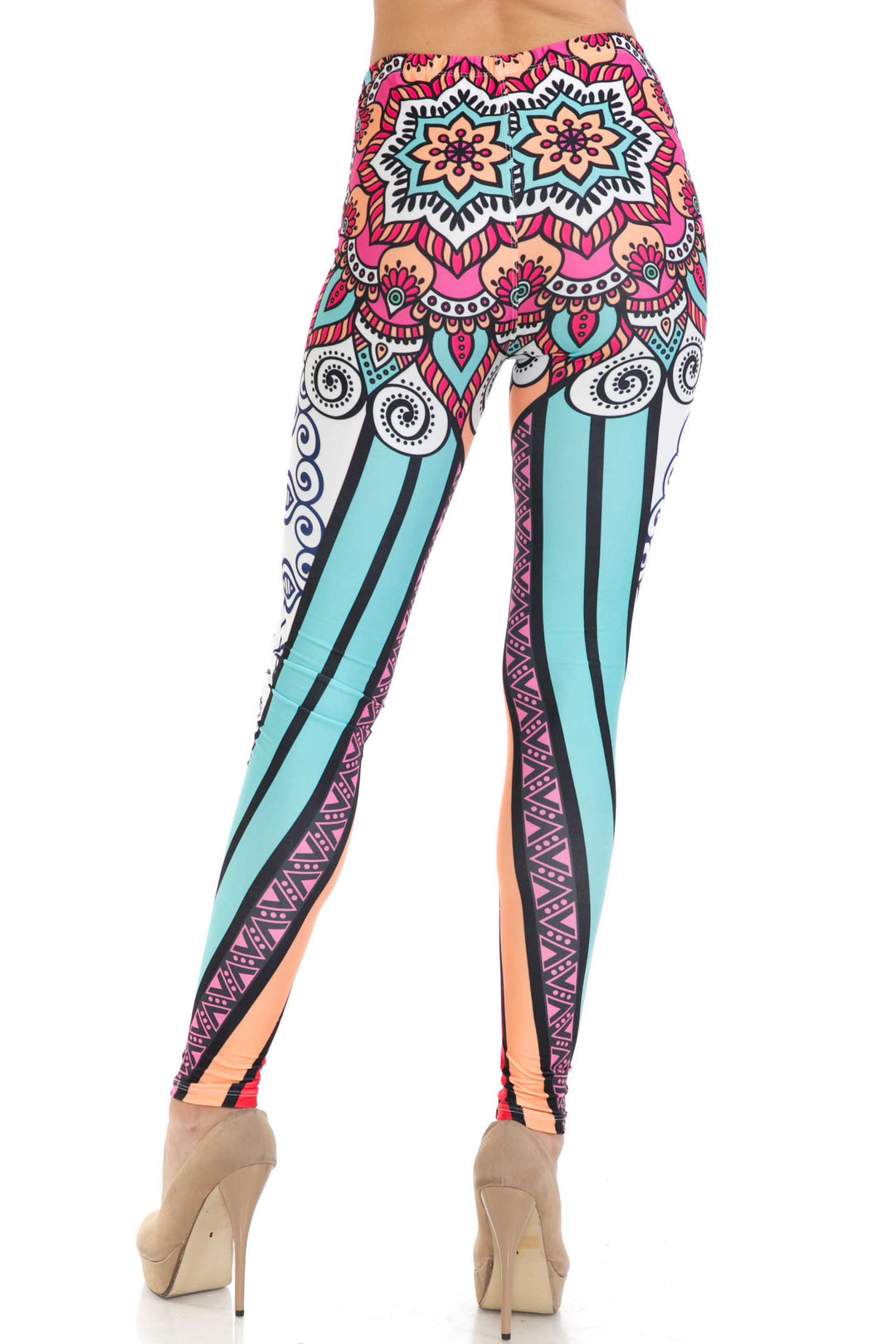 Wholesale Creamy Soft Sexy Vertical Contouring Mandala Extra Plus Size Leggings - 3X-5X - USA Fashion