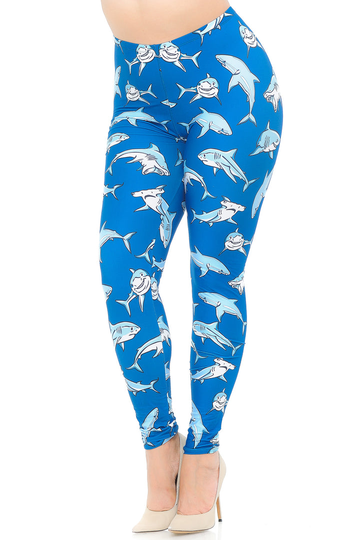Wholesale Creamy Soft Shark Extra Plus Size Leggings - 3X-5X - USA Fashion